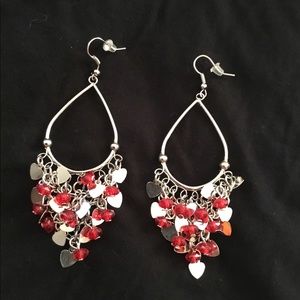 Heart & Bead Chandelier Earrings ~ NWOT